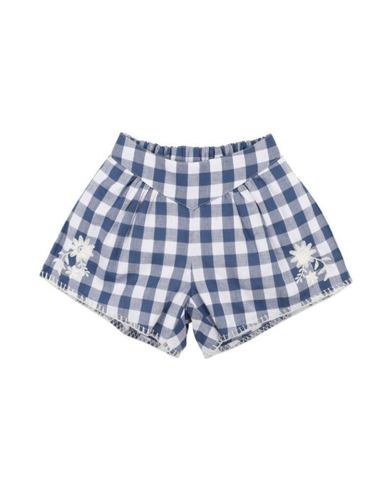 Bebe Hallie Embroidered Short - Blue Check