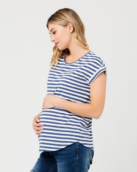 Ripe Lionel Nursing Tee - Washed Indigo/White