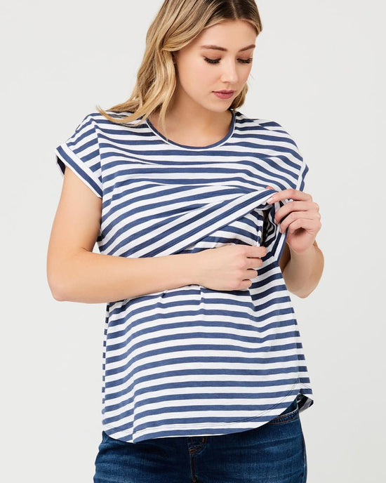 Ripe Lionel Nursing Tee - Washed Indigo/White