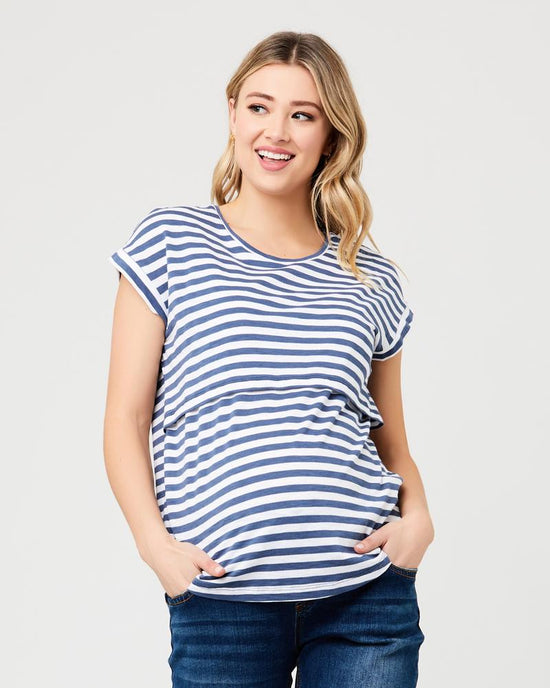 Ripe Lionel Nursing Tee - Washed Indigo/White