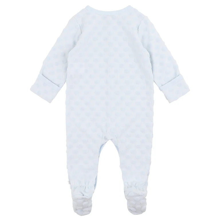 Bebe Spot Layette LS Romper - Blue