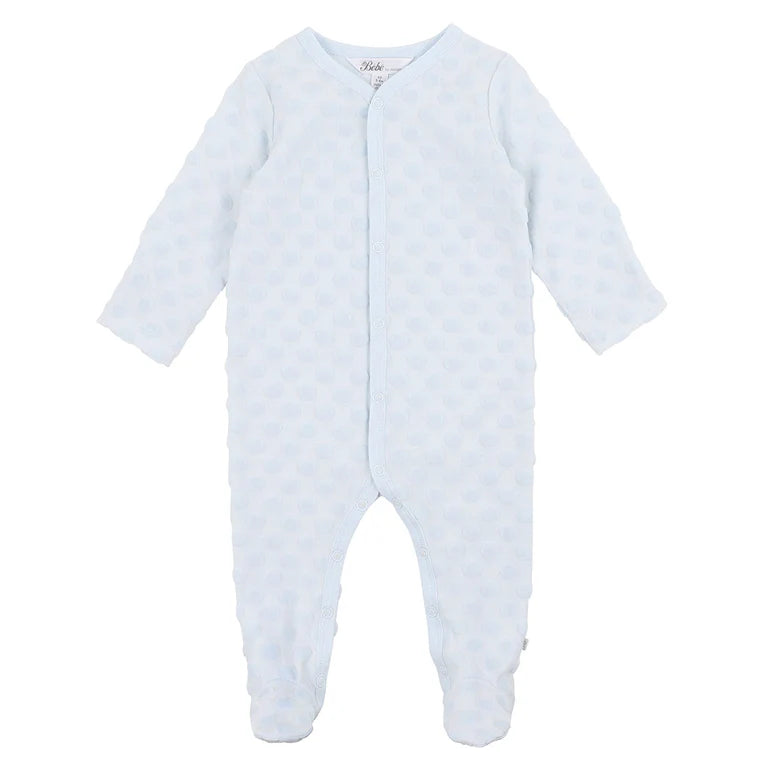 Bebe Spot Layette LS Romper - Blue