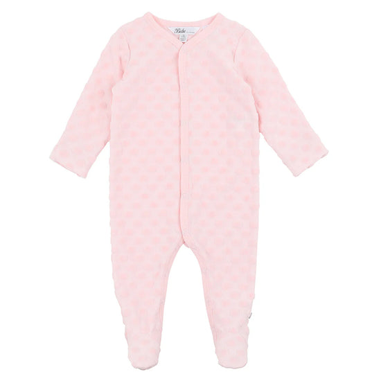 Bebe Spot Layette LS Romper - Pink