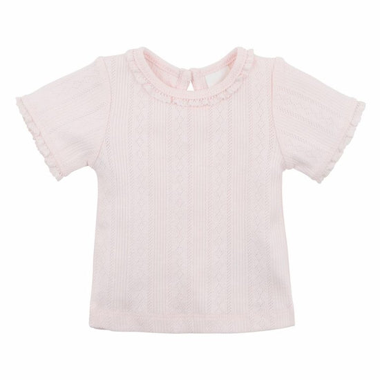 Bebe Pointelle Short Sleeve Tee – Pink