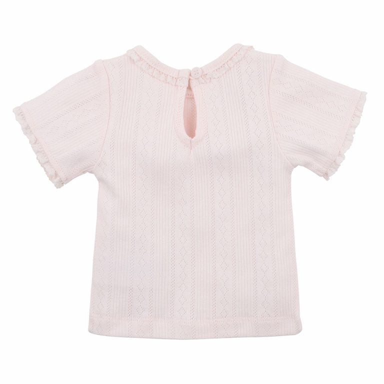 Bebe Pointelle Short Sleeve Tee – Pink