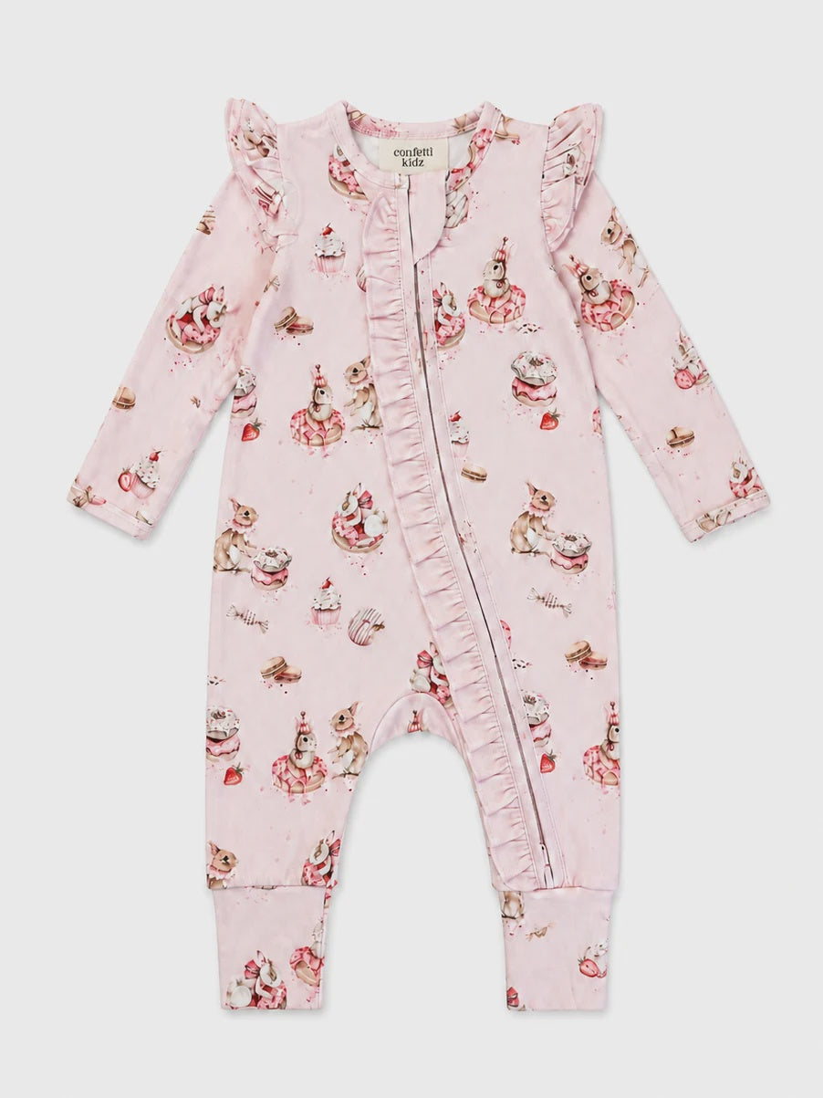 Confetti Kidz Bamboo Zipsuit - Sugar Bunnies