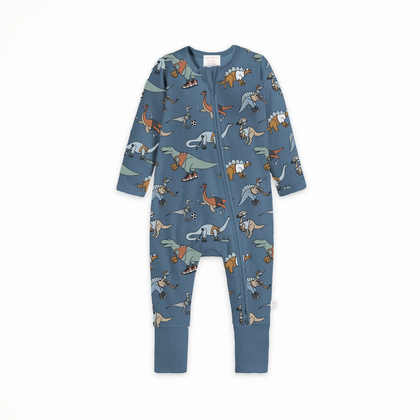 Confetti Kidz Bamboo Zipsuit - Sporty Dino's