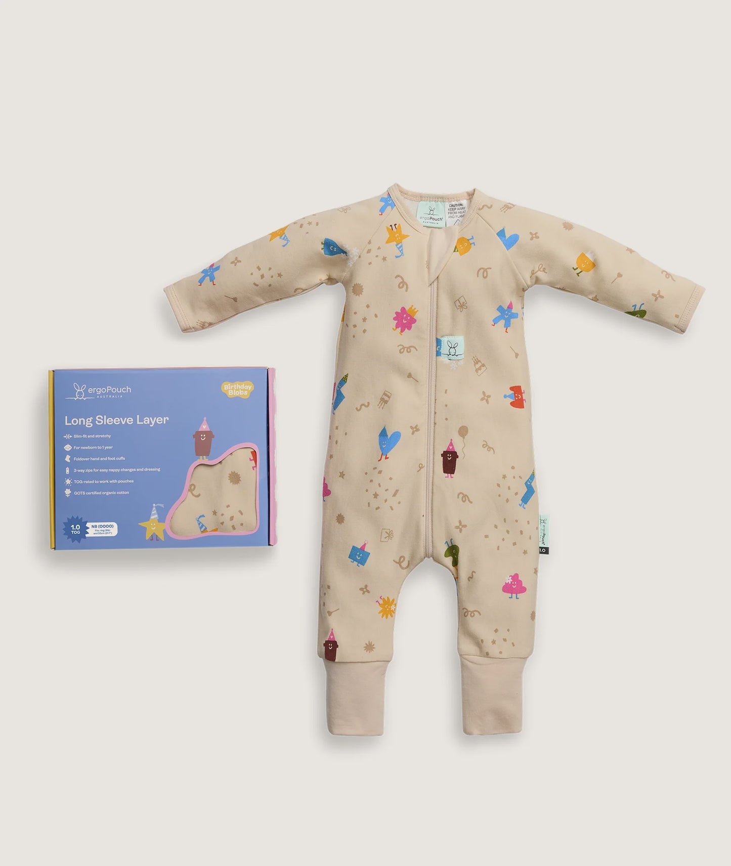 Ergo Pouch Long Sleeve Layer 1.0 TOG - Birthday Blobs