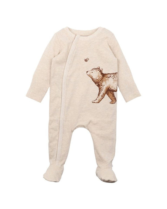 Fox & Finch Nevada Bear Hunt LS Zip Onesie - Oat Marle