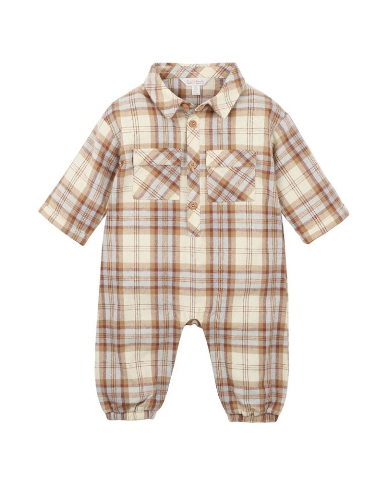 Fox & Finch Nevada Neutral Check Shirt Romper