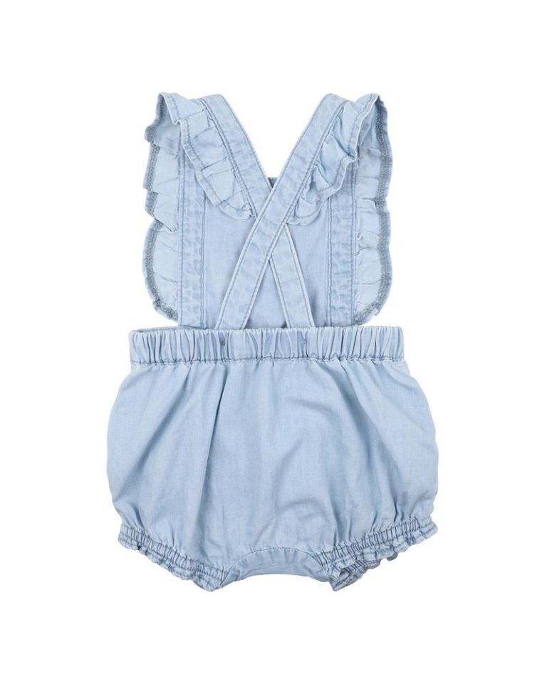 Fox & Finch Retro Rainbow Frill Romper - Light Indigo