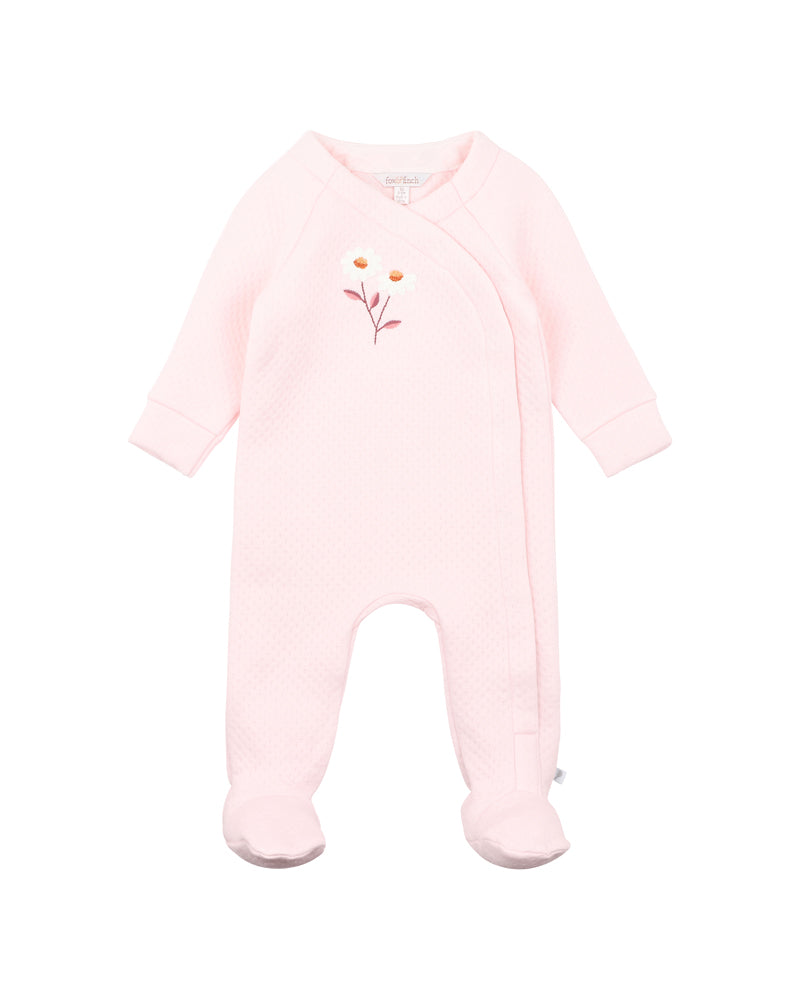 Fox & Finch Daisy Quilted Wrap Onesie - Soft Pink