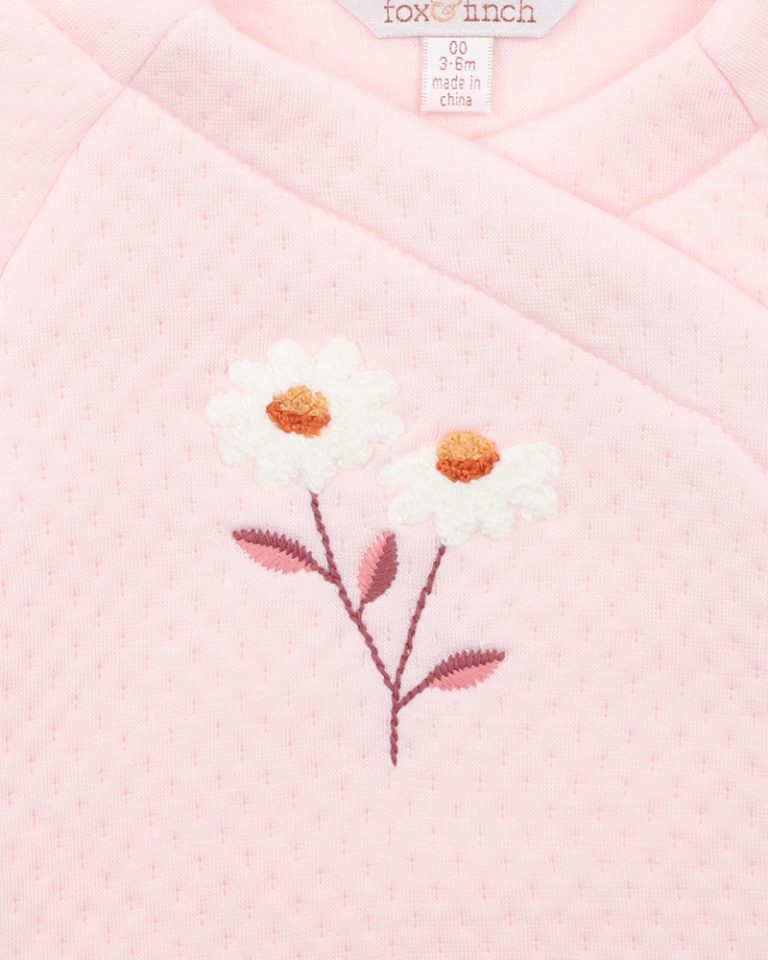 Fox & Finch Daisy Quilted Wrap Onesie - Soft Pink