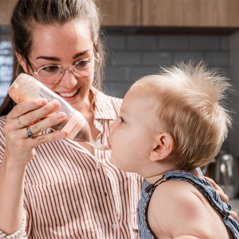 Haakaa Silicone Baby Food Dispensing Spoon - Peach