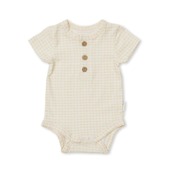 Indigo & Lellow Jamie Bodysuit - Beige Gingham