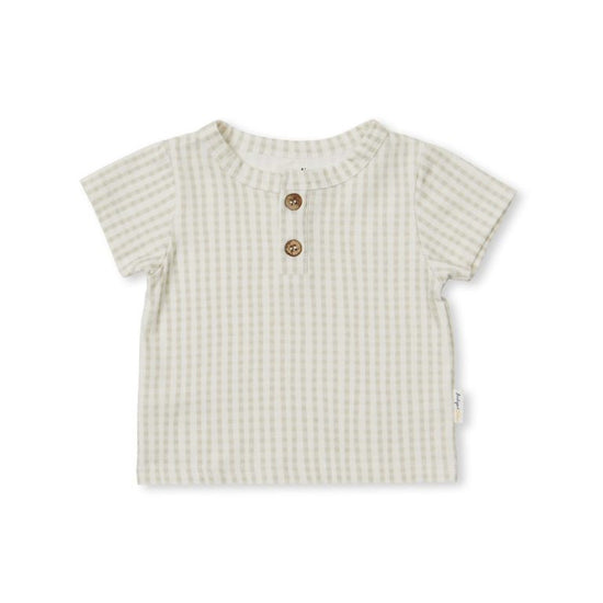 Indigo & Lellow Oscar Tee - Sage Gingham