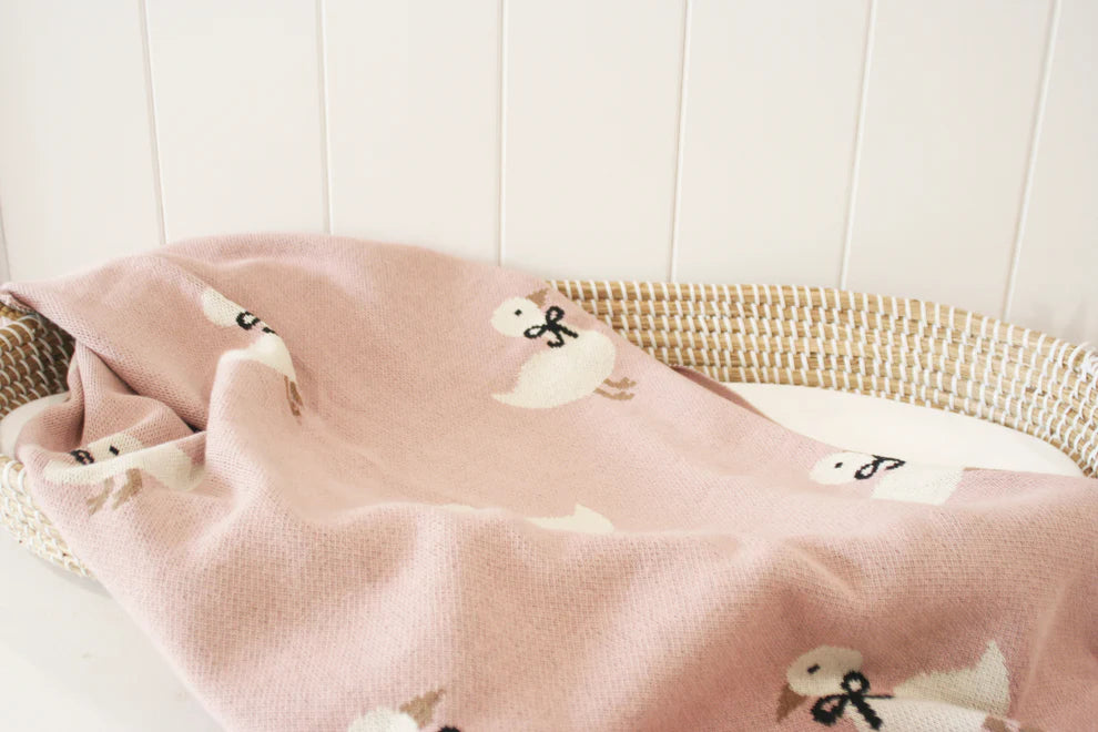 Alimrose Duck Baby Blanket - Petal
