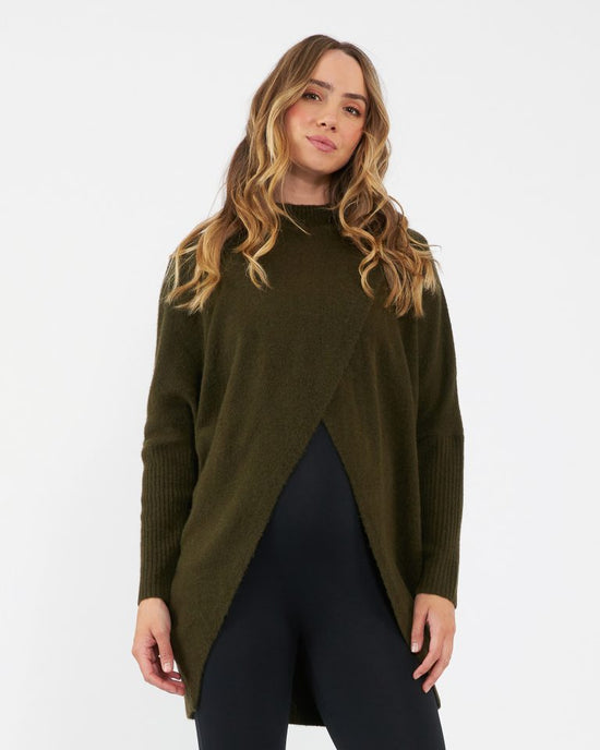 Ripe Hallie Cross Over Knit - Khaki