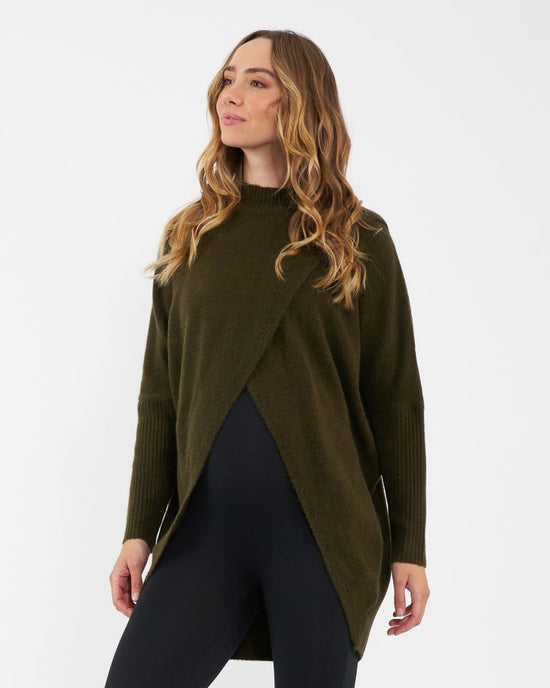 Ripe Hallie Cross Over Knit - Khaki