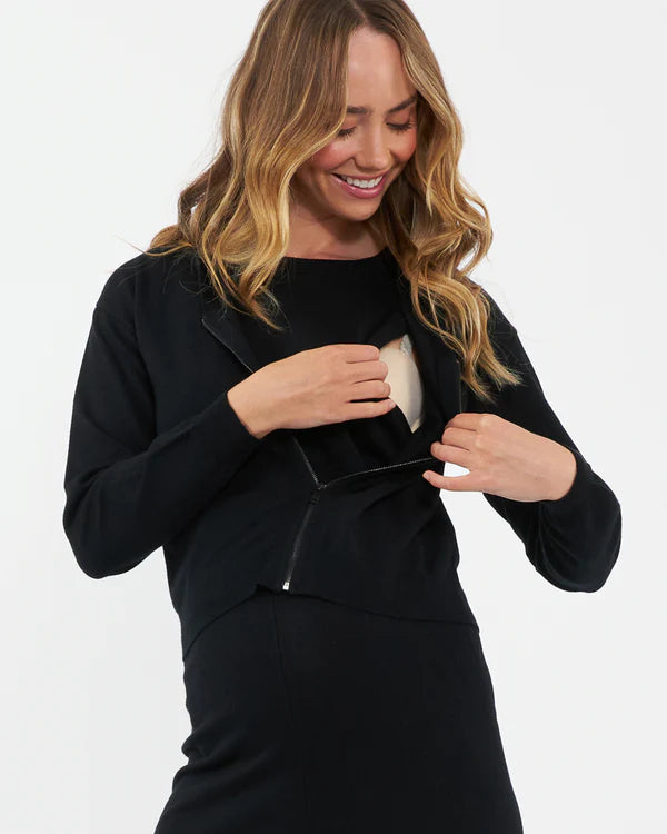 Ripe Reese Nursing Knit Hoodie - Black