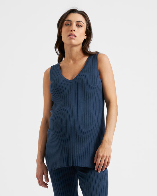 Ripe Sophie Rib Knit Nursing Top - French Navy