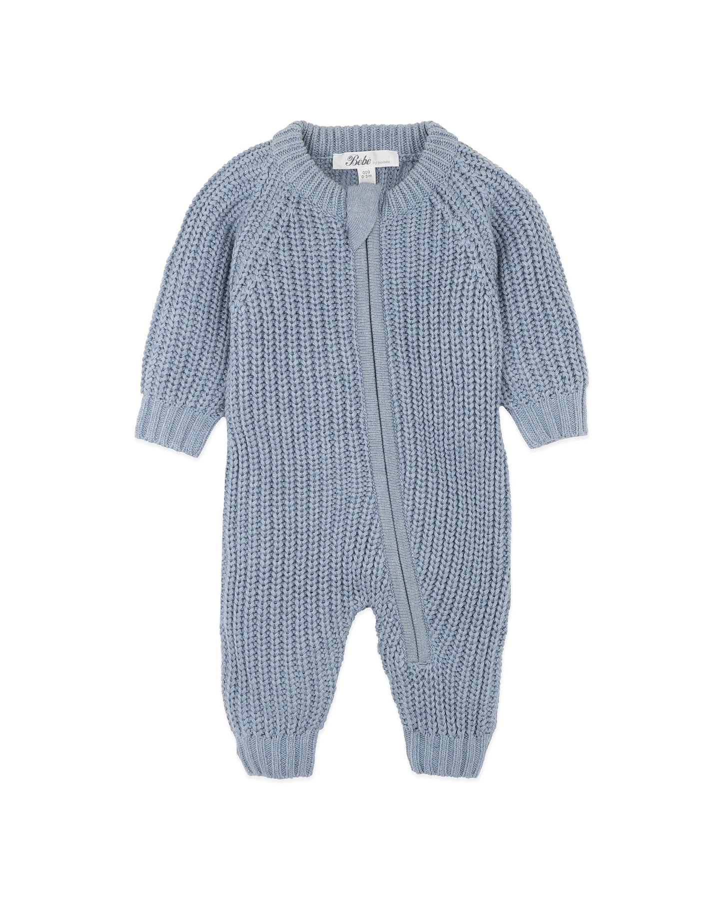 Bebe Alvin Blue Knitted Zip Romper