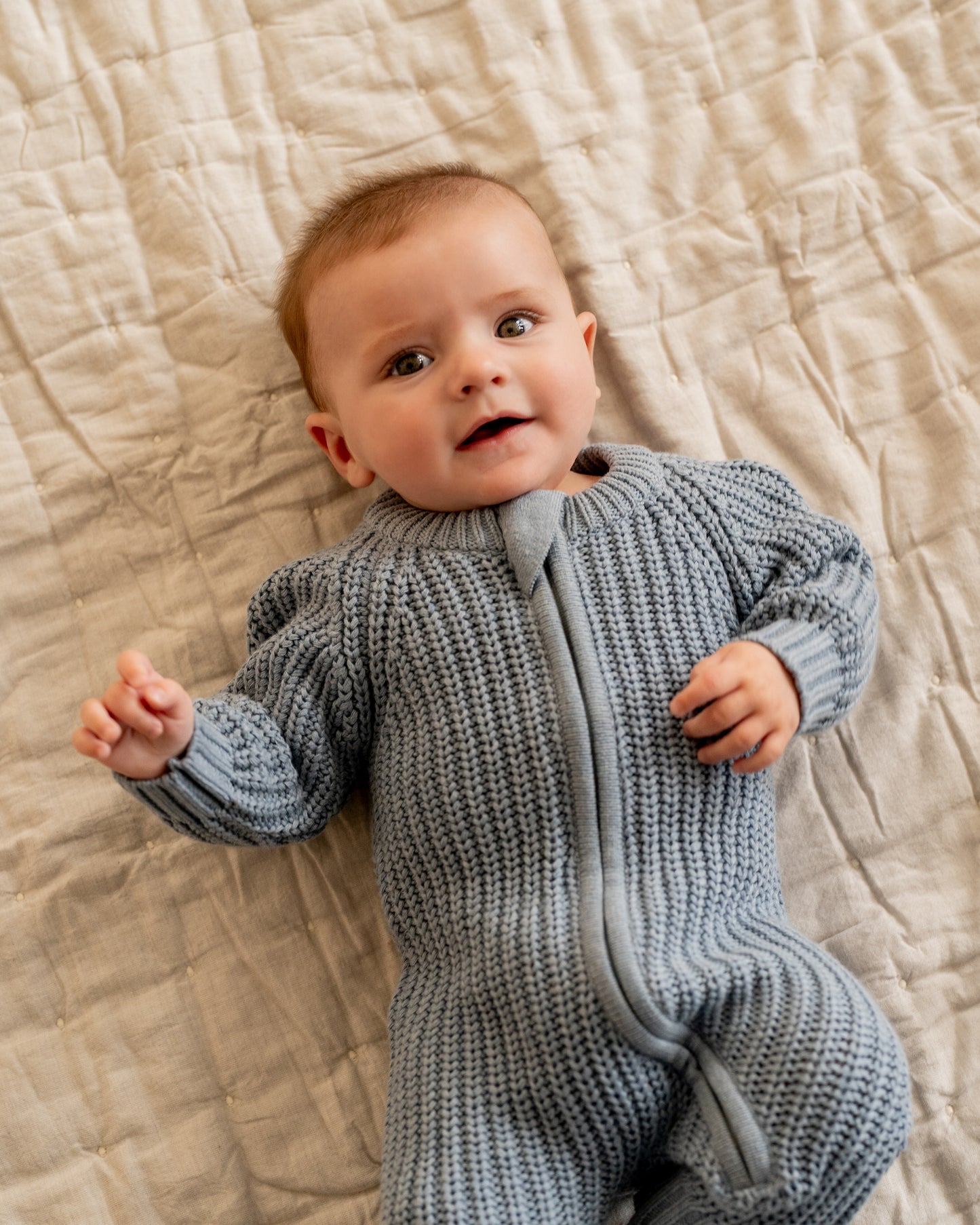 Bebe Alvin Blue Knitted Zip Romper