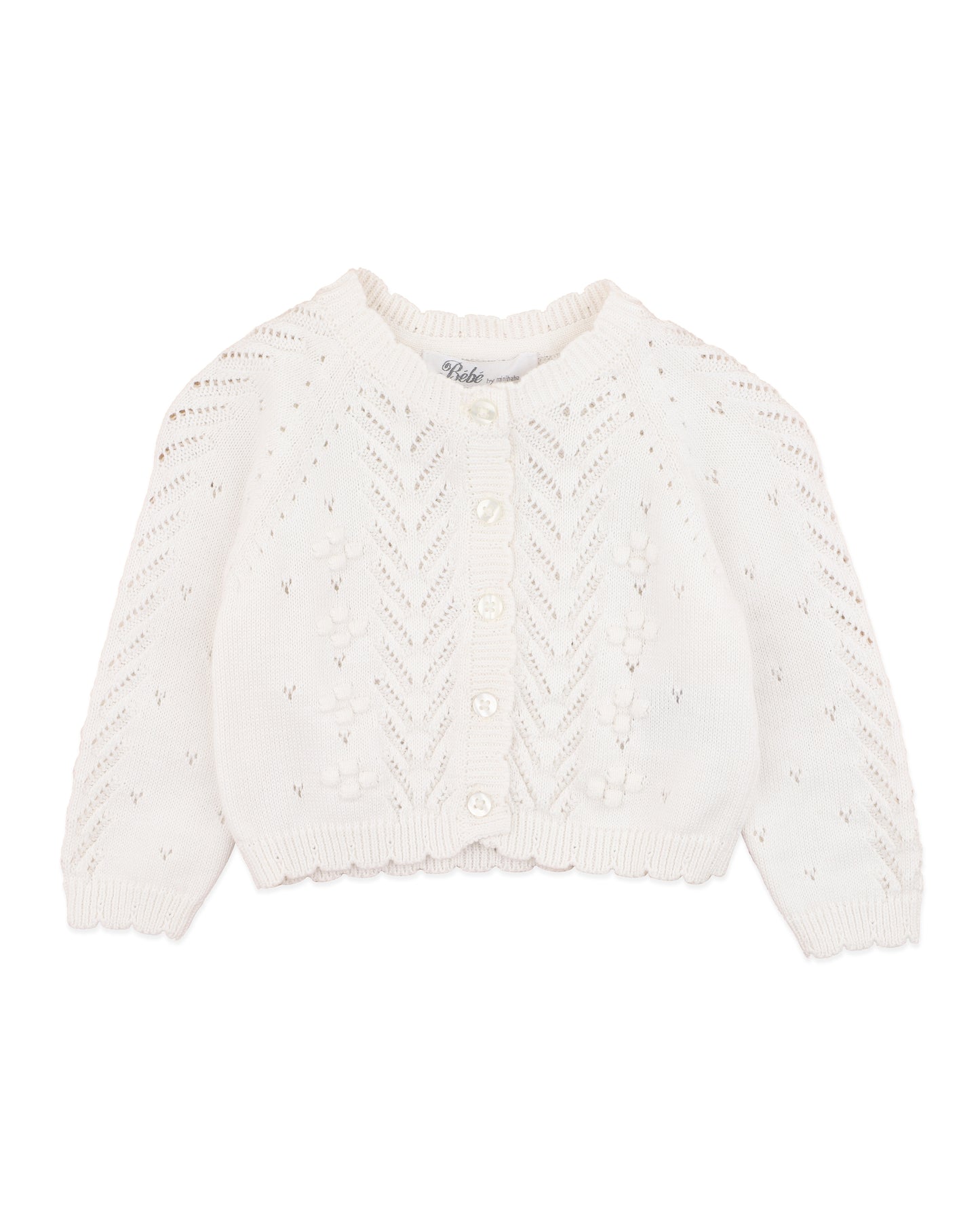Bebe Willa Girls Organic Cloud Pointelle Cardigan