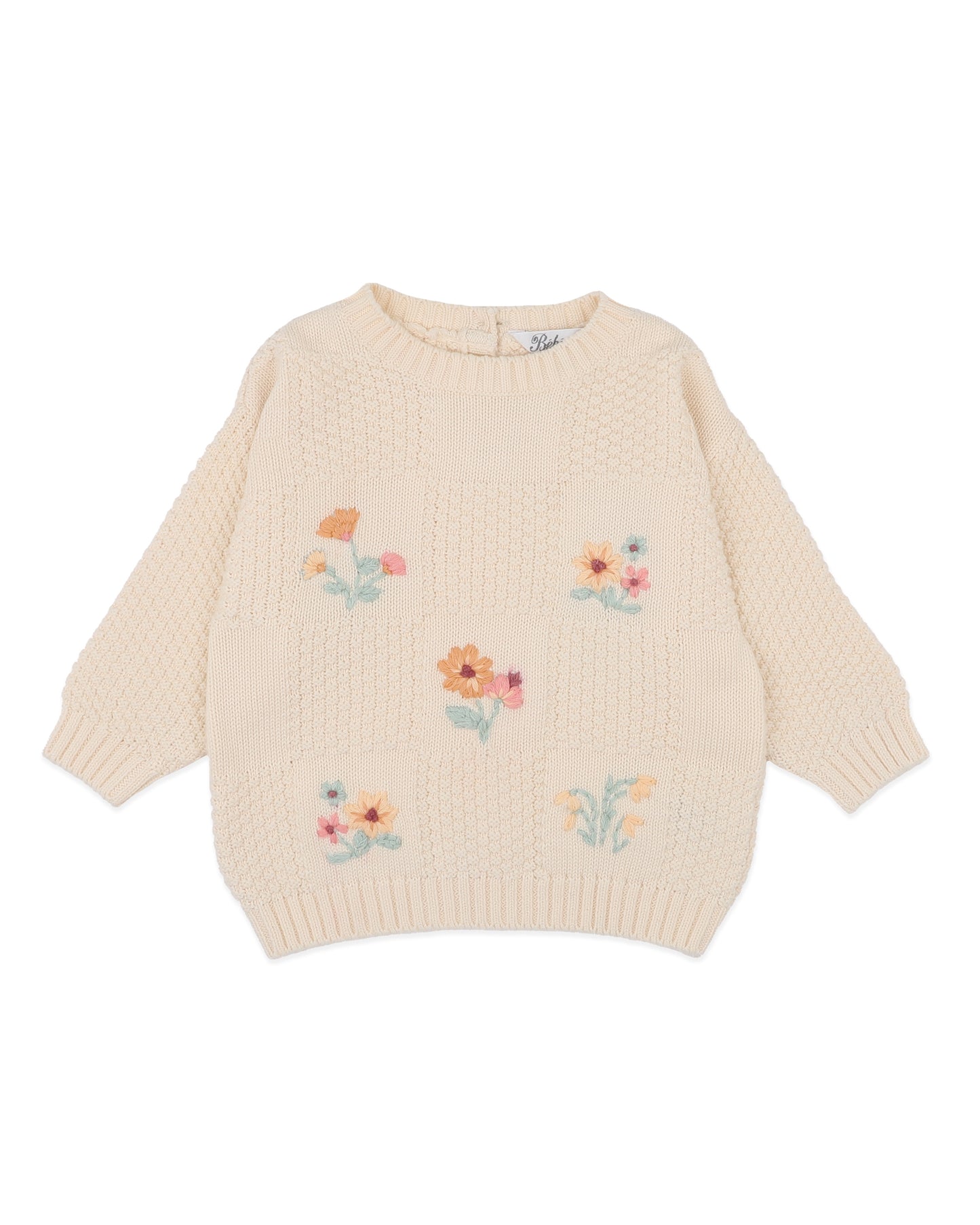 Bebe Fern Hand Emb. Organic Jumper - Cream