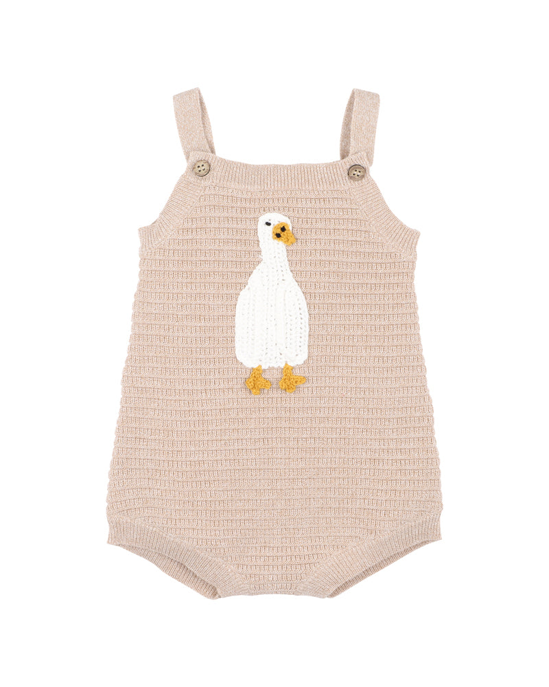 Bebe Chester Crochet Duck Knitted Bodysuit - Taupe