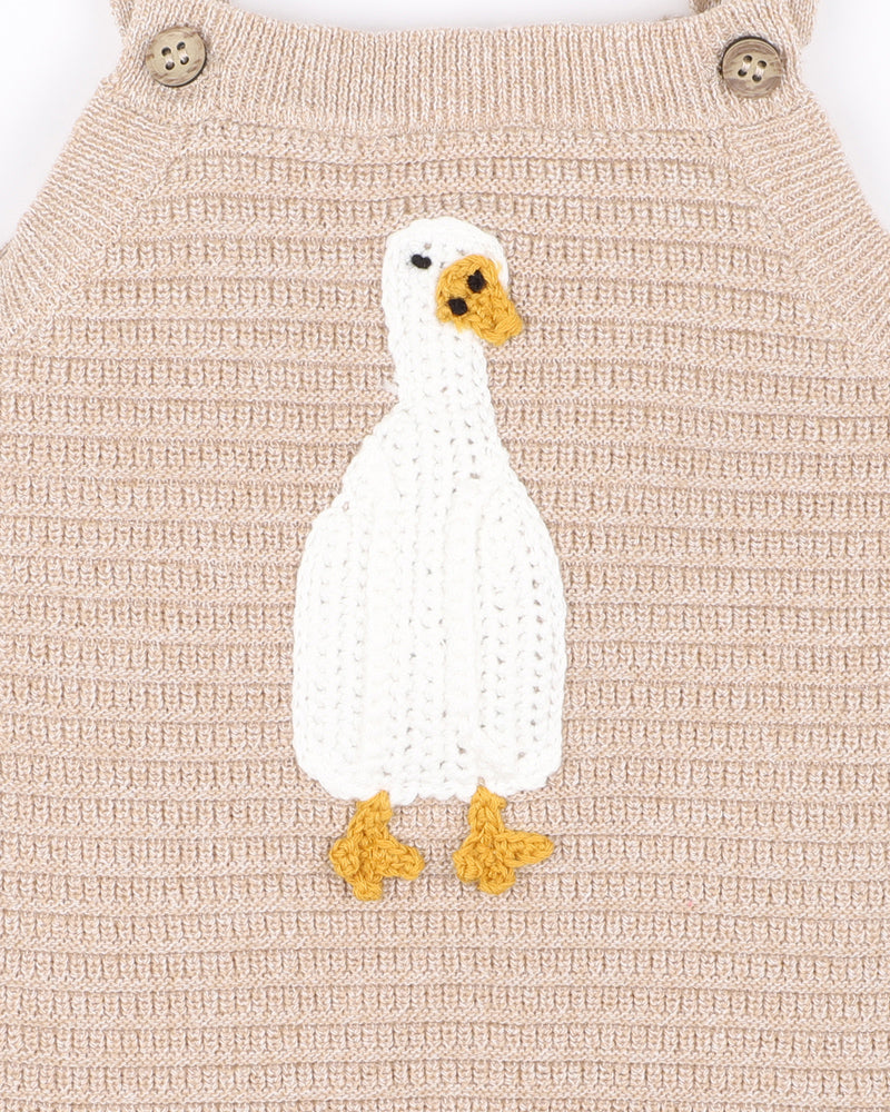 Bebe Chester Crochet Duck Knitted Bodysuit - Taupe