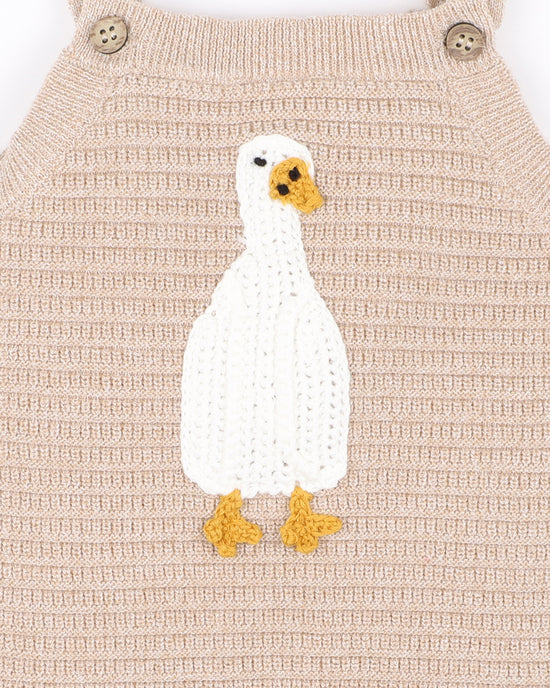 Bebe Chester Crochet Duck Knitted Bodysuit - Taupe