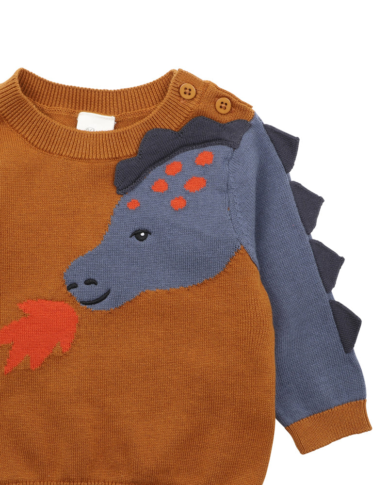 Bebe Nino Knitted Dragon Jumper - Nutmeg