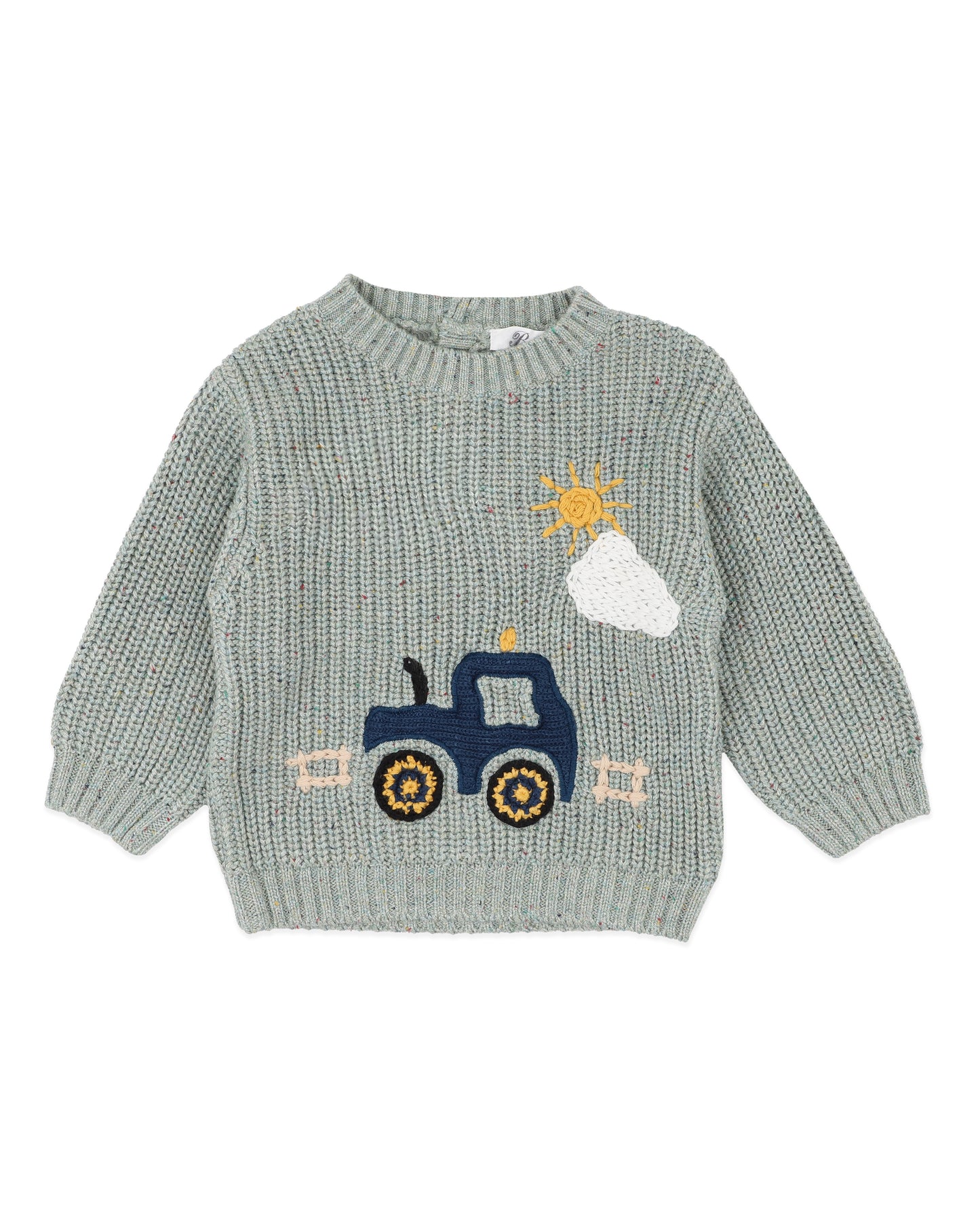 Bebe Hunter Tractor Knitted Jumper - Green Marle