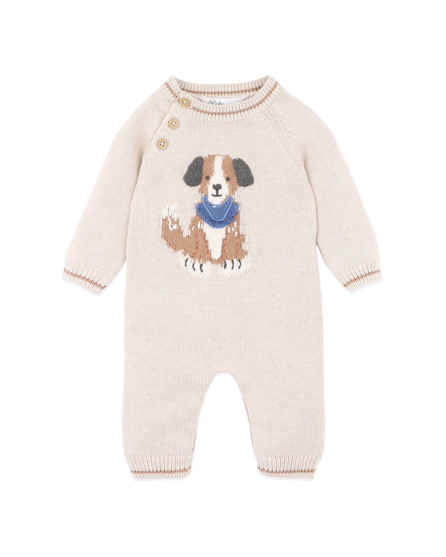 Bebe Otto Organic Knitted Dog Romper - Oat
