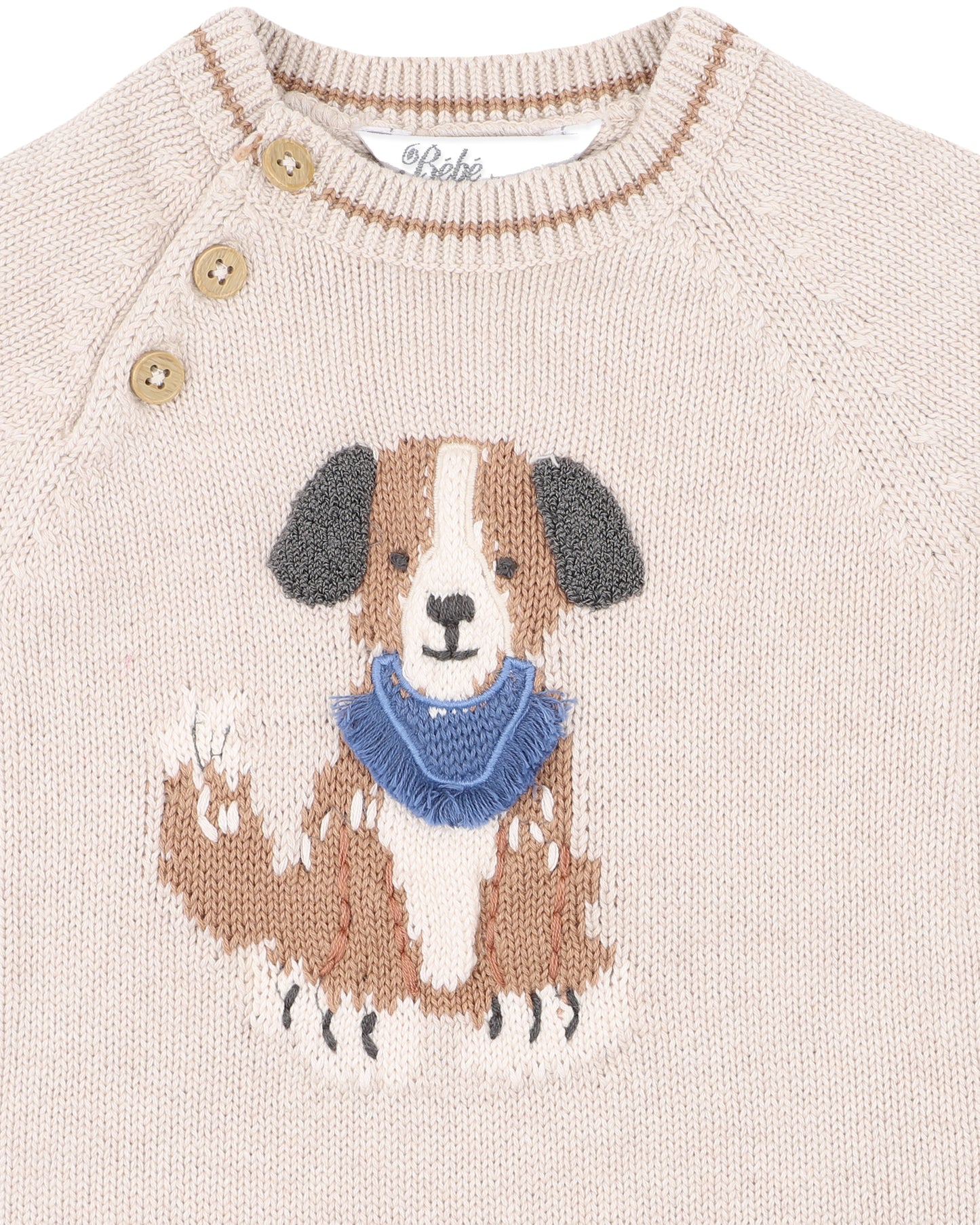 Bebe Otto Organic Knitted Dog Romper - Oat