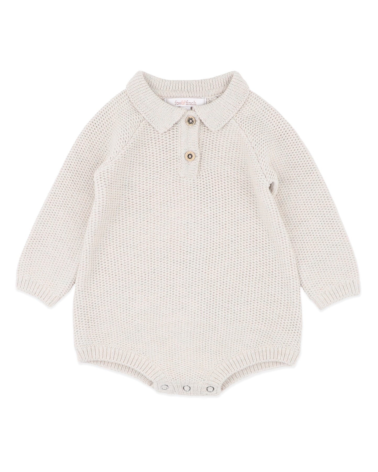 Bebe Jake Knitted Organic Bodysuit - Stone