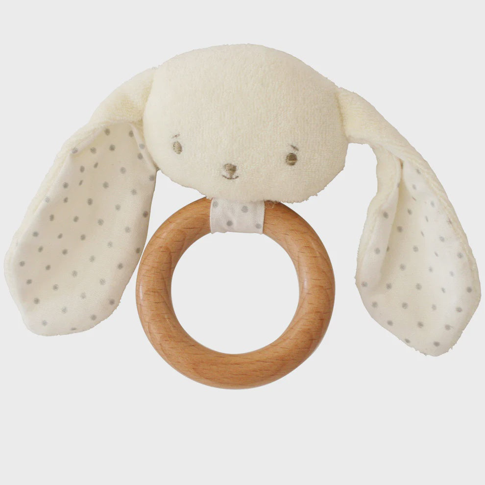 Alimrose Baby Bunny Teether Rattle - Ivory