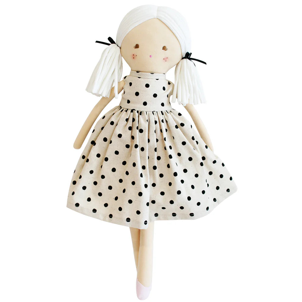 Alimrose Frankie Doll 41cm - Black Linen Spot