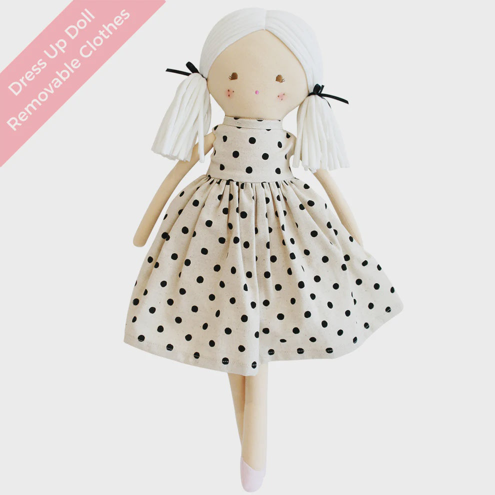 Alimrose Frankie Doll 41cm - Black Linen Spot