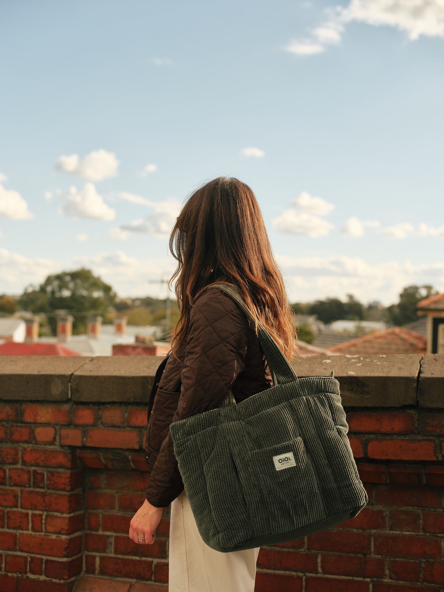 OiOi Everyday Tote - Moss Green Corduroy