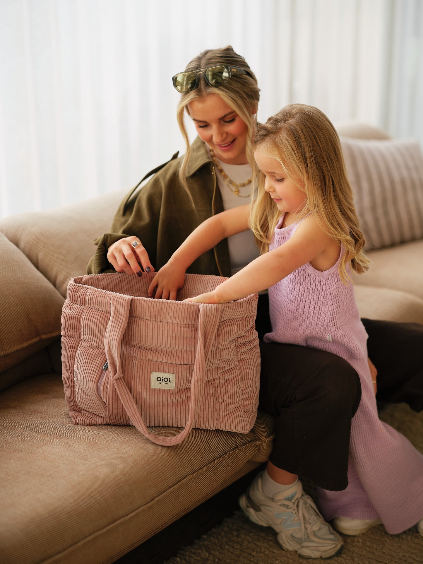 OiOi Everyday Tote - Rose Pink Corduroy