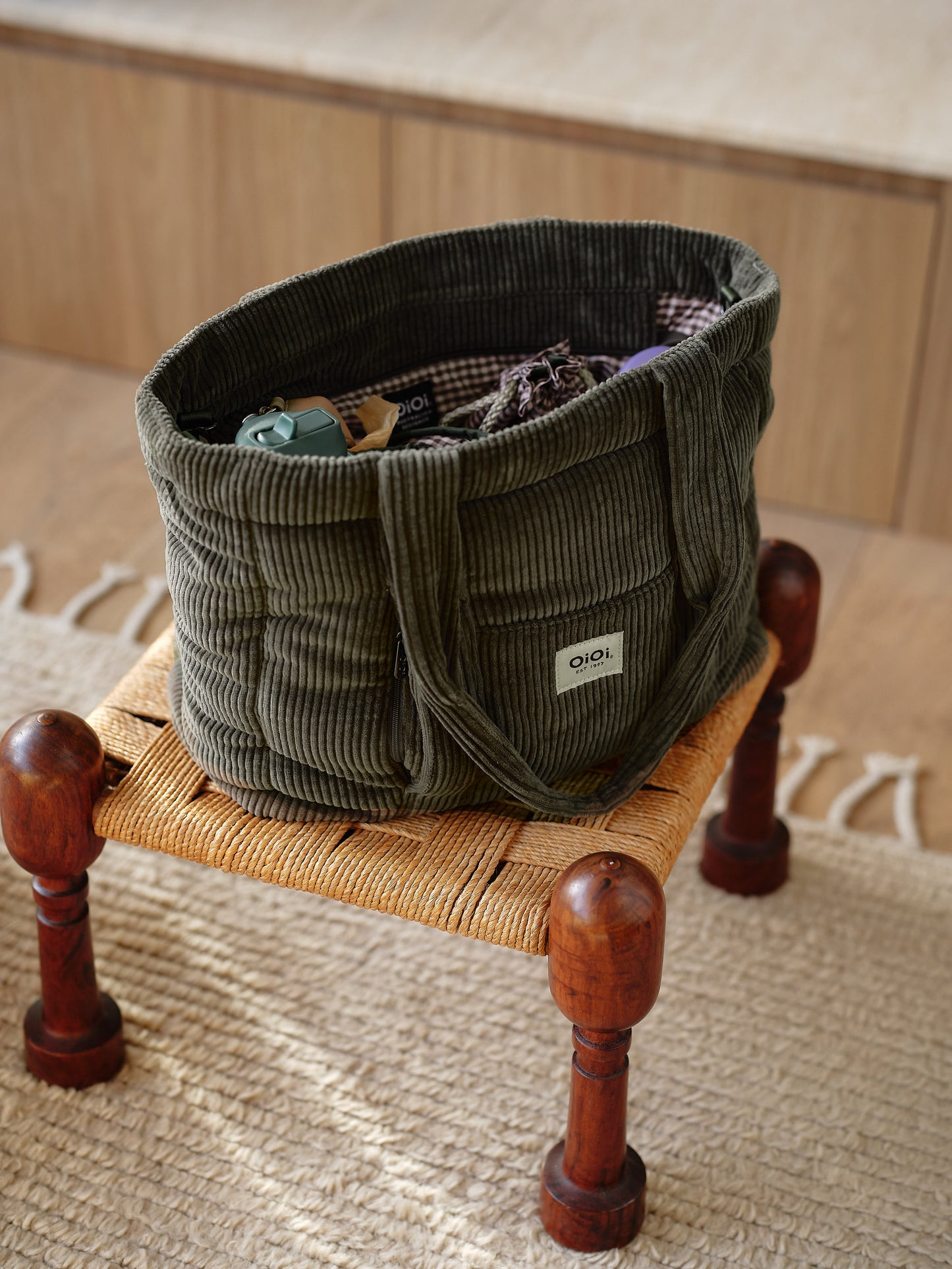 OiOi Everyday Tote - Moss Green Corduroy
