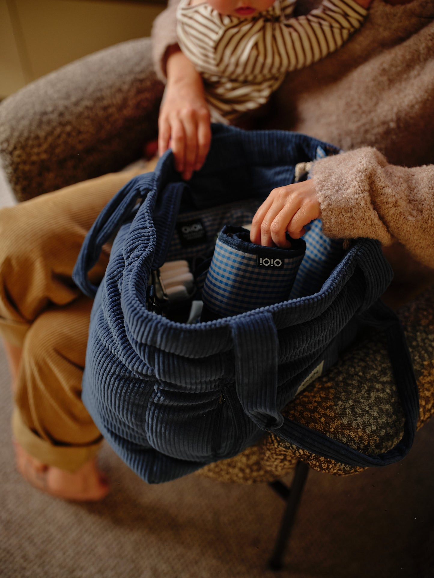 OiOi Everyday Tote - Ocean Blue Corduroy