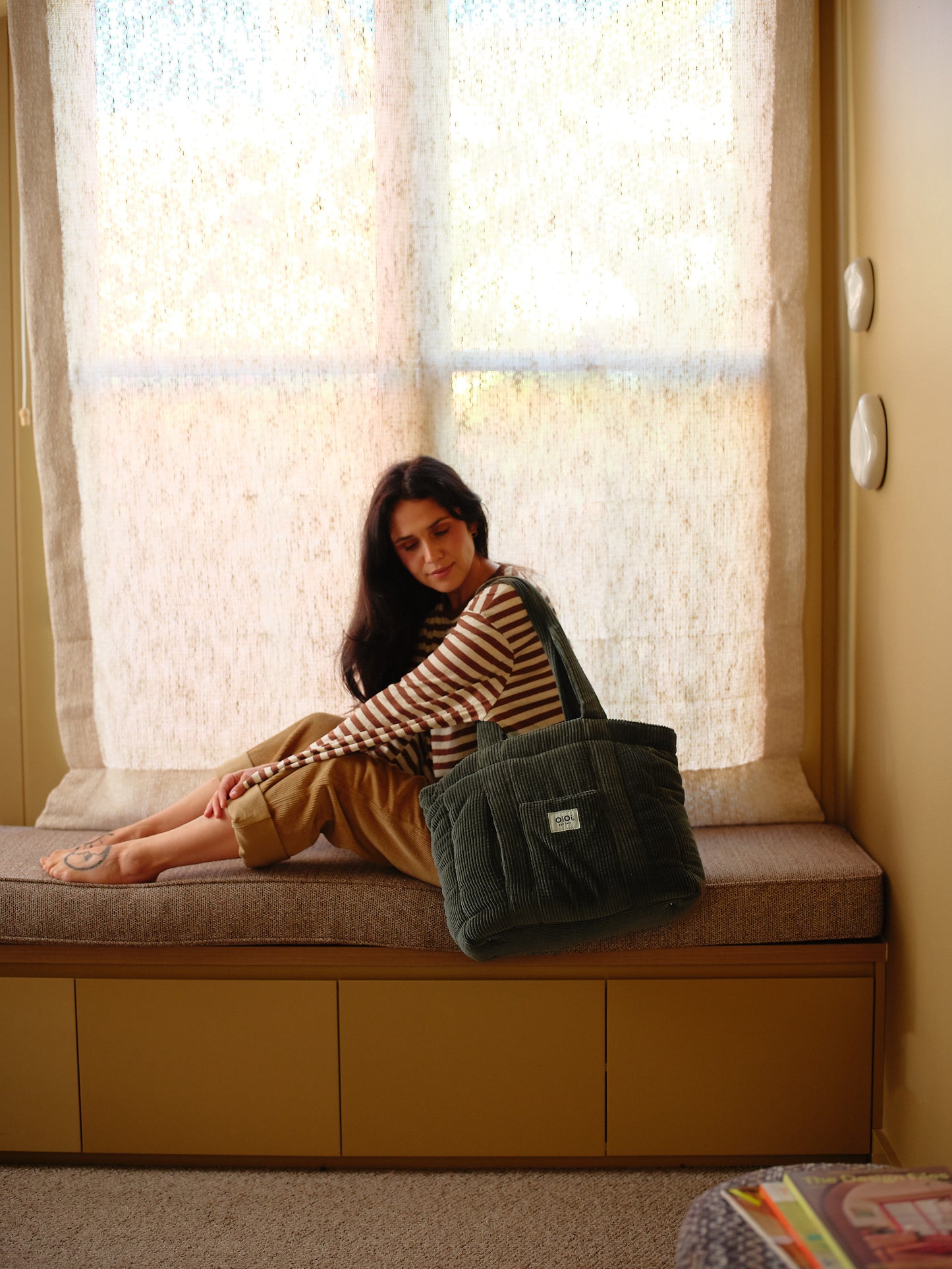 OiOi Everyday Tote - Moss Green Corduroy