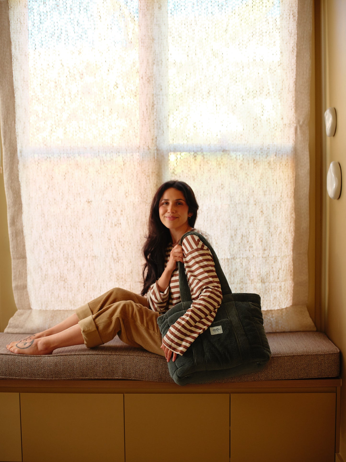 OiOi Everyday Tote - Moss Green Corduroy