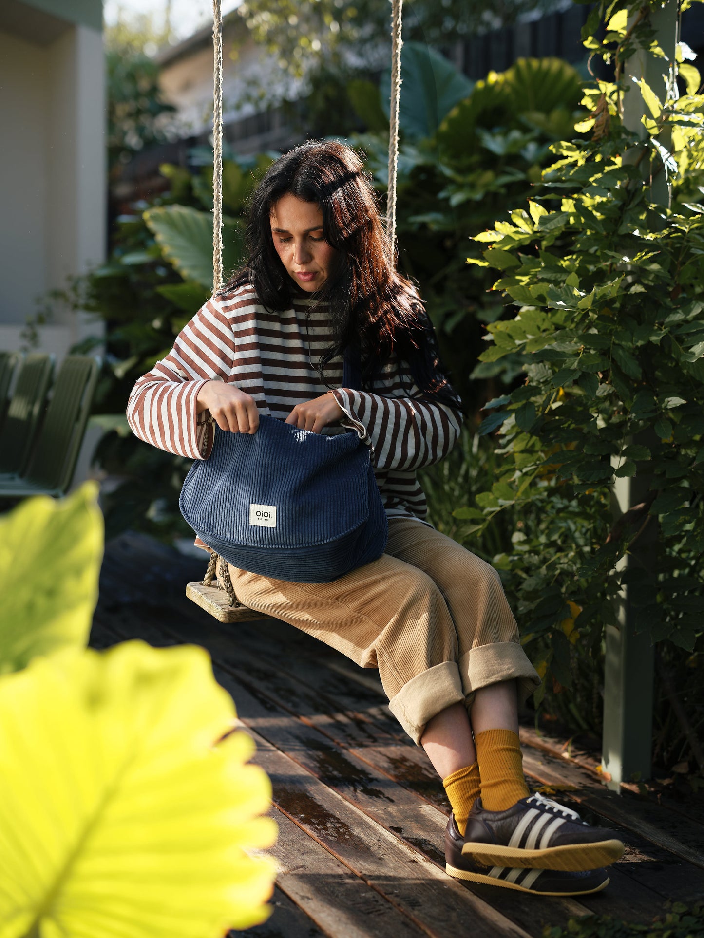 OiOi Luna Crossbody - Ocean Blue Corduroy