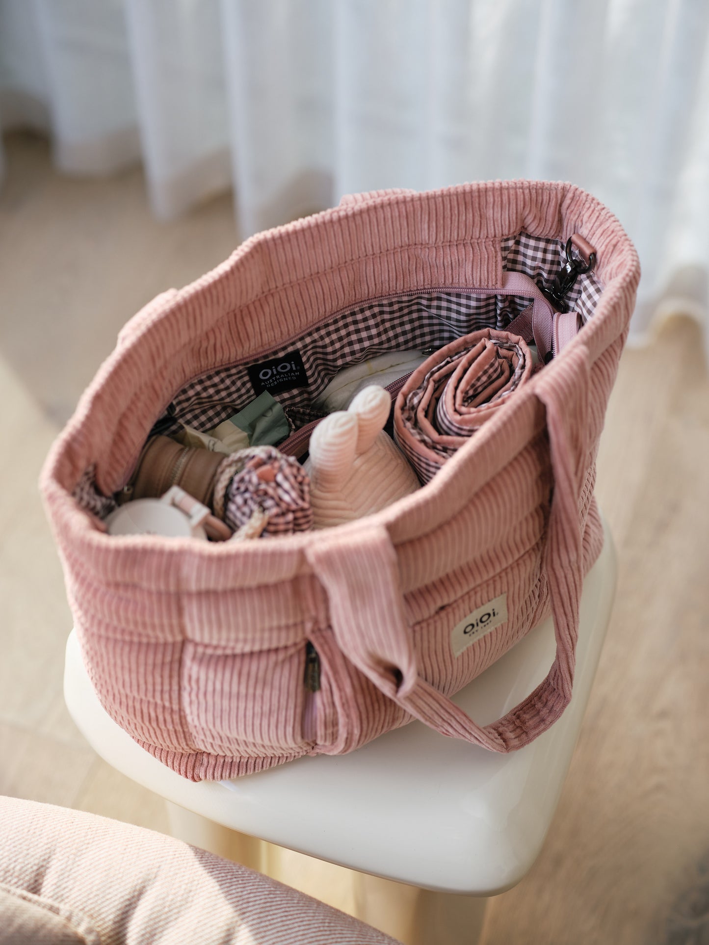 OiOi Everyday Tote - Rose Pink Corduroy