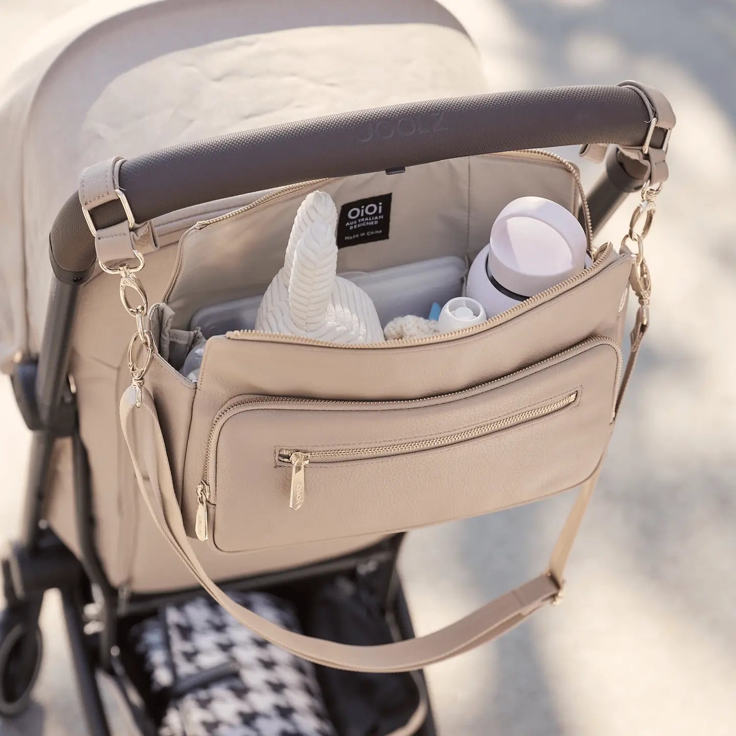 OiOi Multitasker Pram Caddy -Oat Vegan