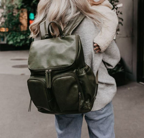 OiOi Faux Leather Nappy Backpack - Olive